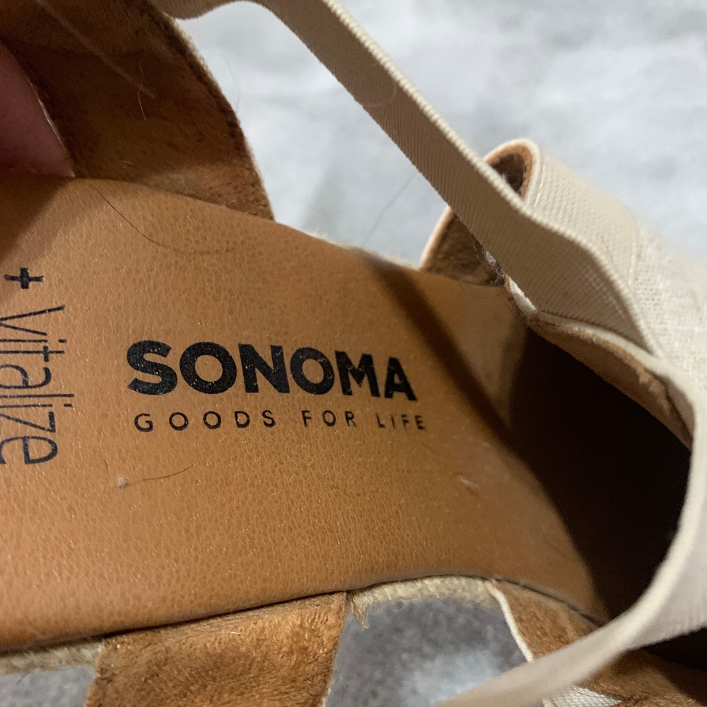 Sonoma Womens Vitalize Beige Espadrille Wedge Sandals 8.5 M Boho Resort Flaw - Picture 11 of 16